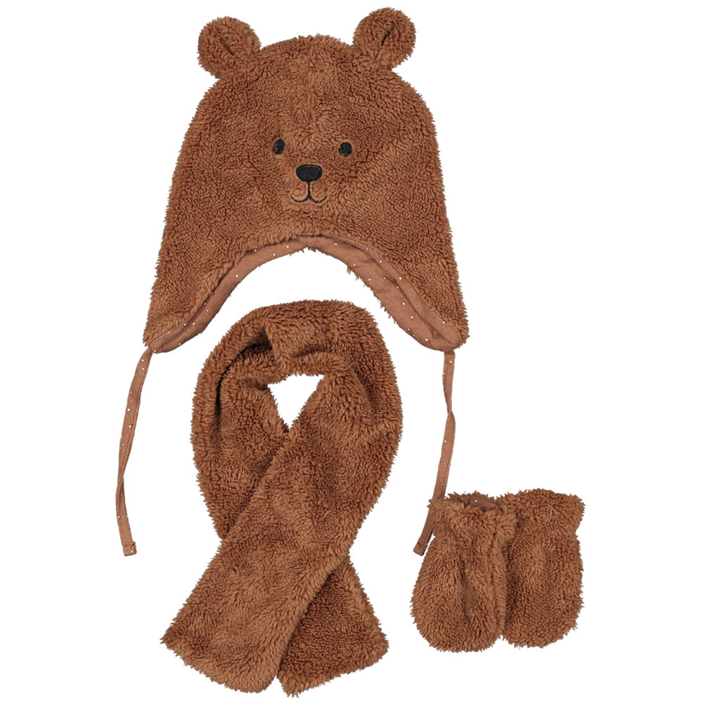 Bonnet avec moufles - Marron