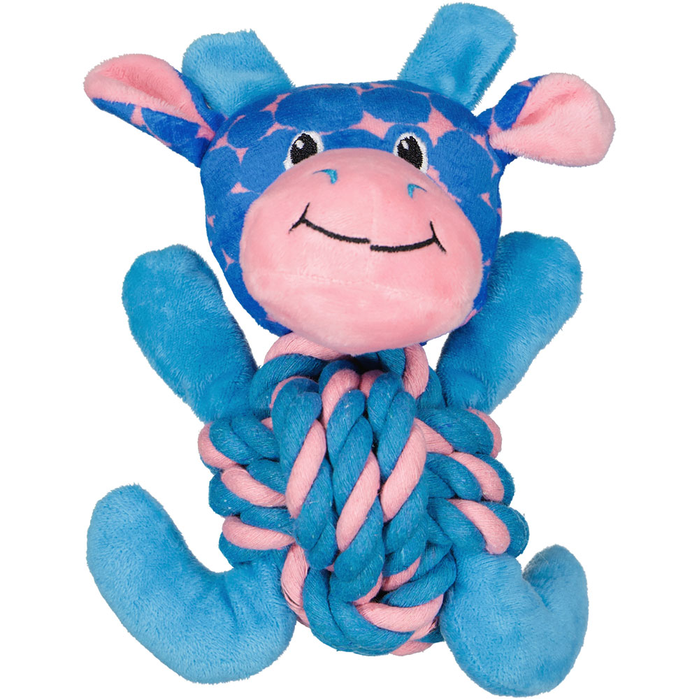 Corde avec balle pour chien - Bleu