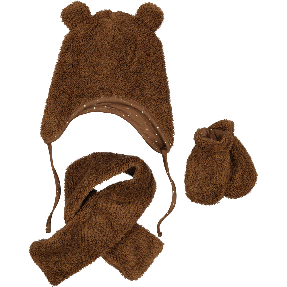 Bonnet avec moufles - Marron