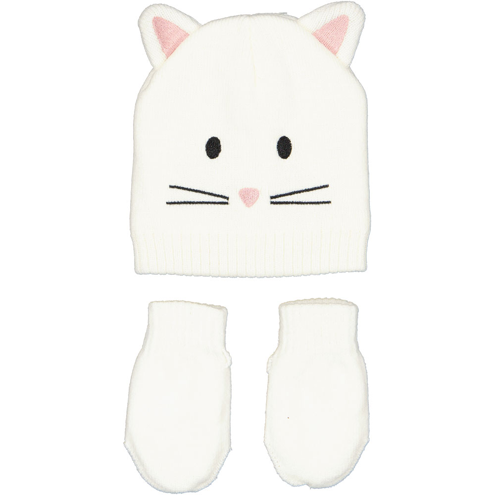 Bonnet avec moufles - Blanc