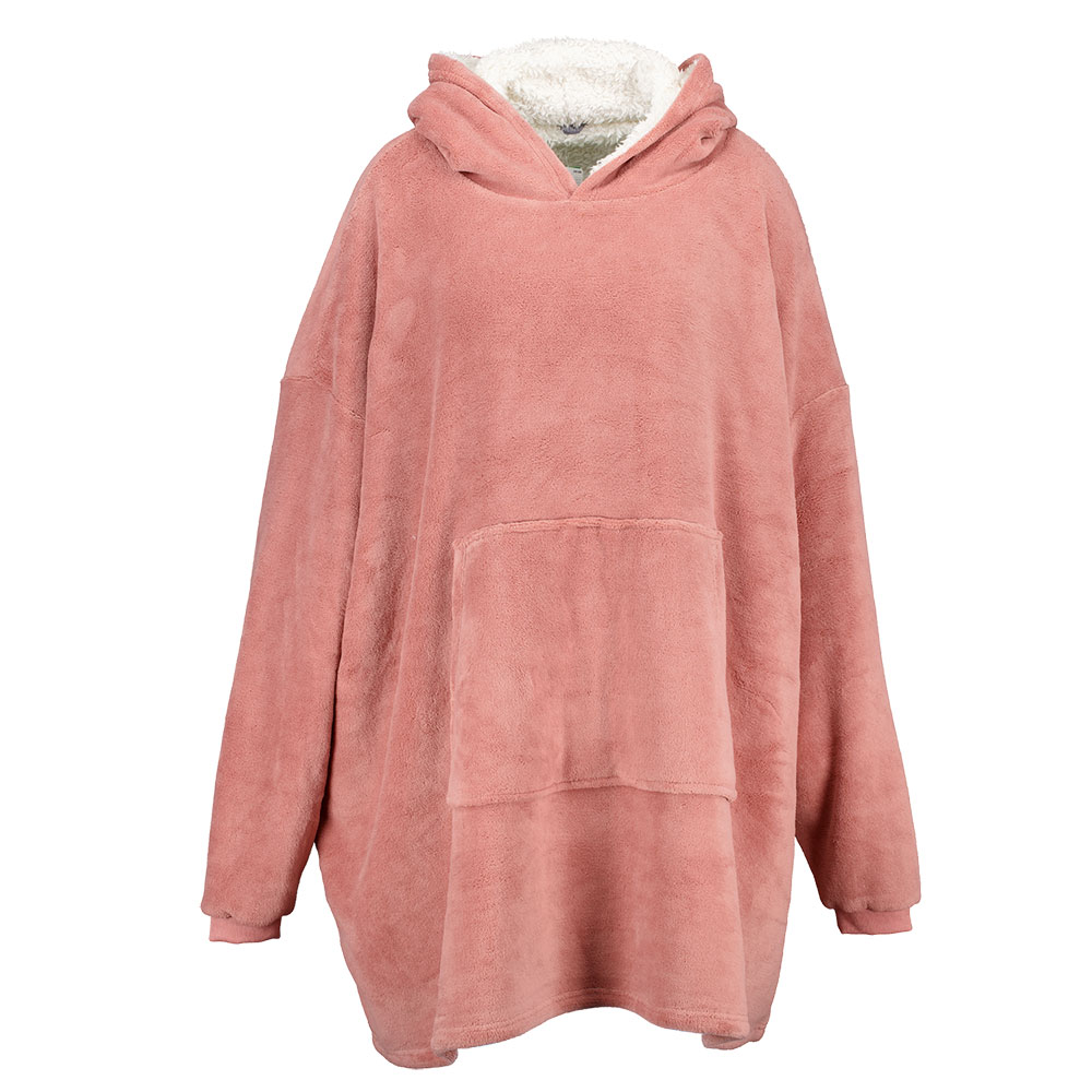 Plaid sweat Ã  capuche - Rose