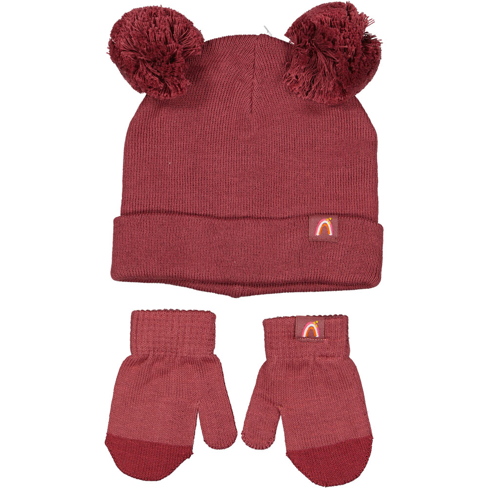 Bonnet avec moufles - Rouge