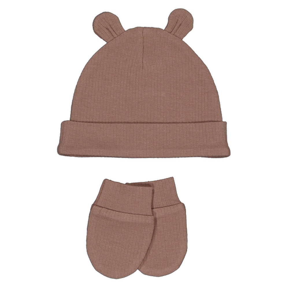 Bonnet avec moufles - Marron