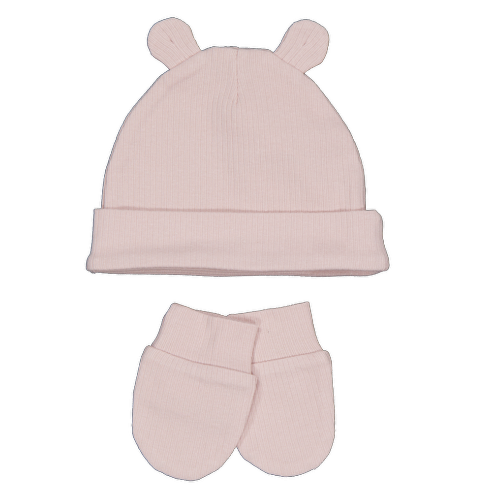 Bonnet avec moufles - Rose