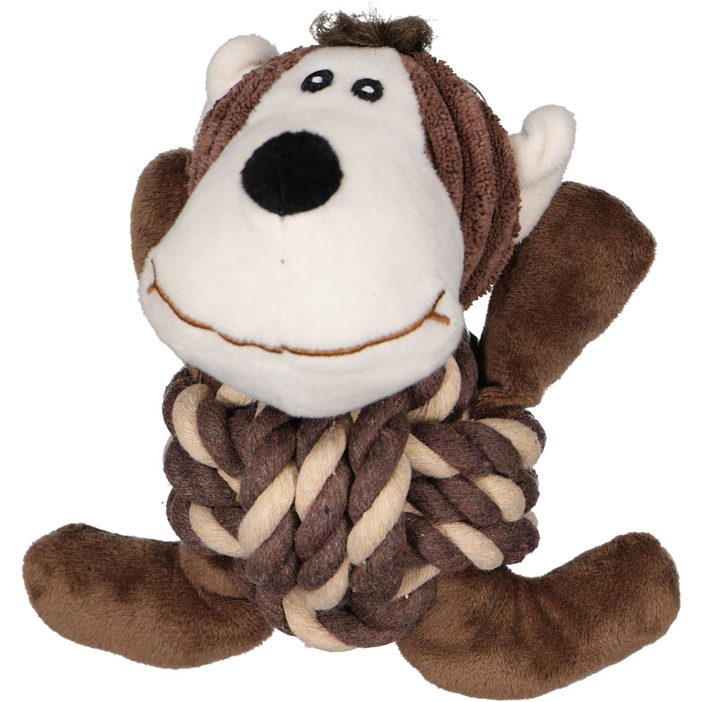 Corde avec balle pour chien - Marron